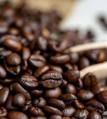 Detailfoto von Kaffeebohnen