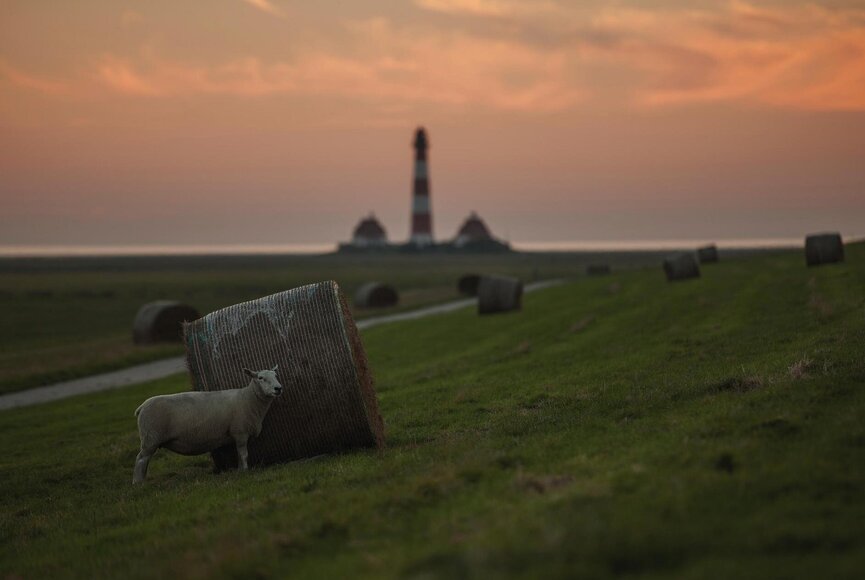 Sonnenuntergang am Westerhever Leuchtturm