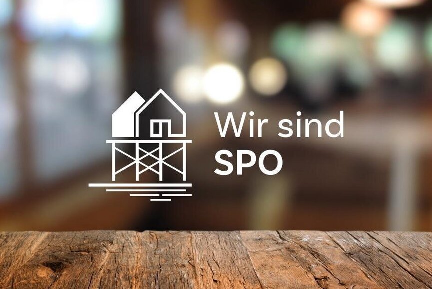 Logo der Partnermarke "Wir sind SPO" mit Pfahlbau-Icon